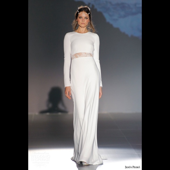 Jesus Peiro Dresses | Jesus Peiro Long Sleeve Crepe Wedding Gown 6057 | Color: Silver | Size: 8 | Racheln33's Closet Jesus Peiro Dresses | Jesus Peiro Long Sleeve Crepe Wedding Gown 6057 | Color: Silver | Size: 8 | Racheln33's Closet